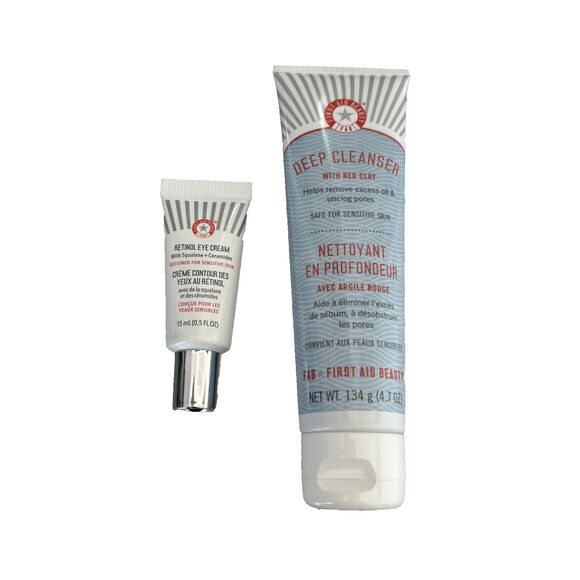First Aid Beauty Bundle Retinol Eye Cream & Cleanser Red Clay 4.7oz - Picture 3 of 6